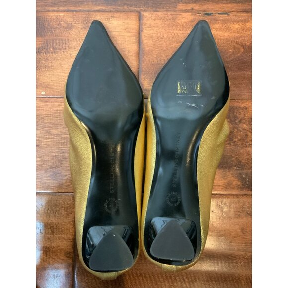 Stella McCartney Gold Elsa Ruched Pointed Toe Kitten Heel Pumps Heels, Size 41 - Picture 7 of 7